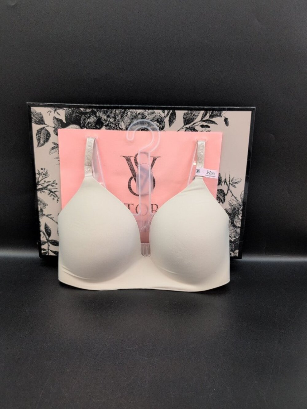 Victoria Secret Lightly Lined Logo Straps Wireless T Shirt Bra 34DD Marzipan